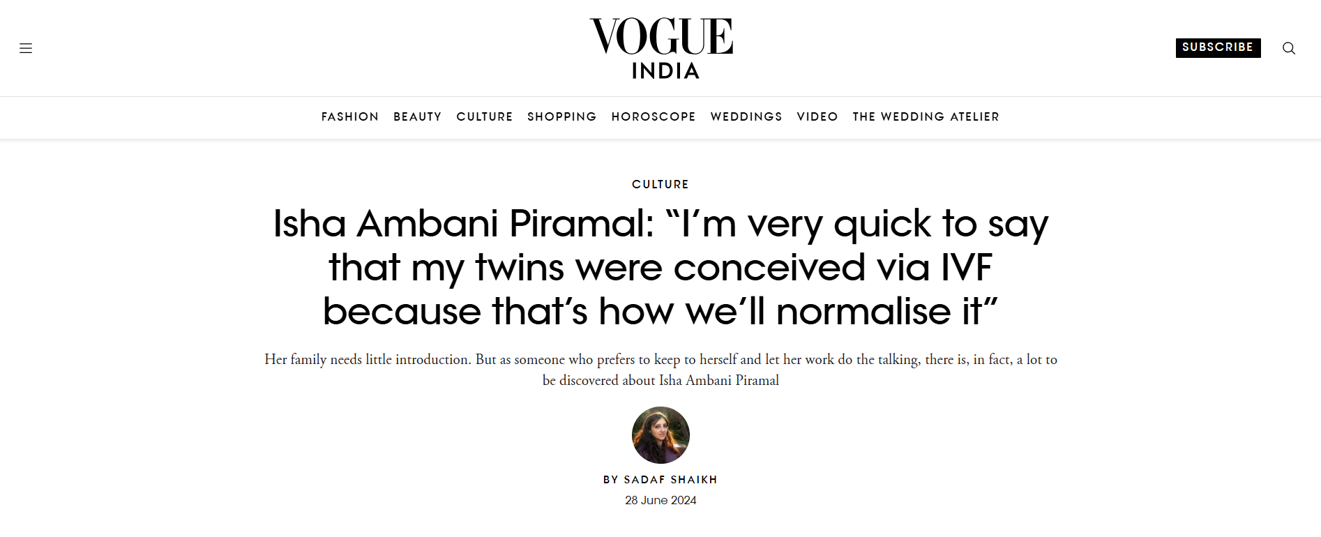 Isha Ambani - Vogue India Interview